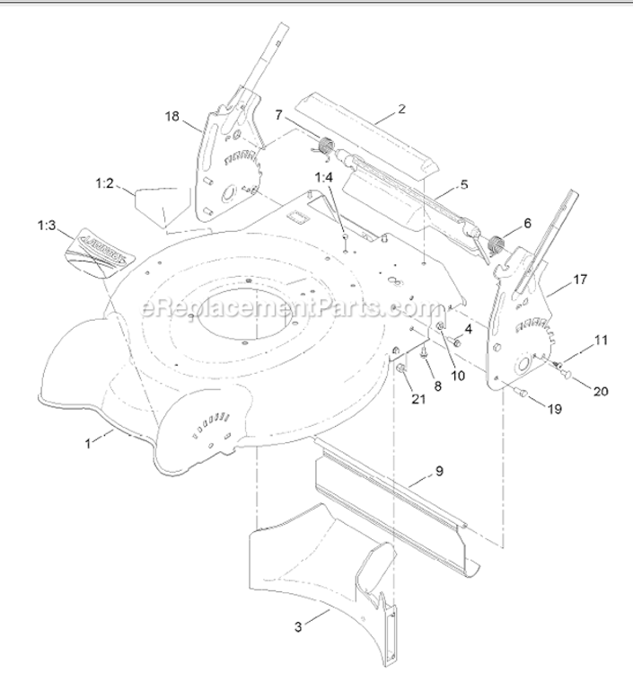Housing Assembly Diagram and Parts List for 10604 311000001-311999999 - 2011 Lawn Boy Lawn Mower